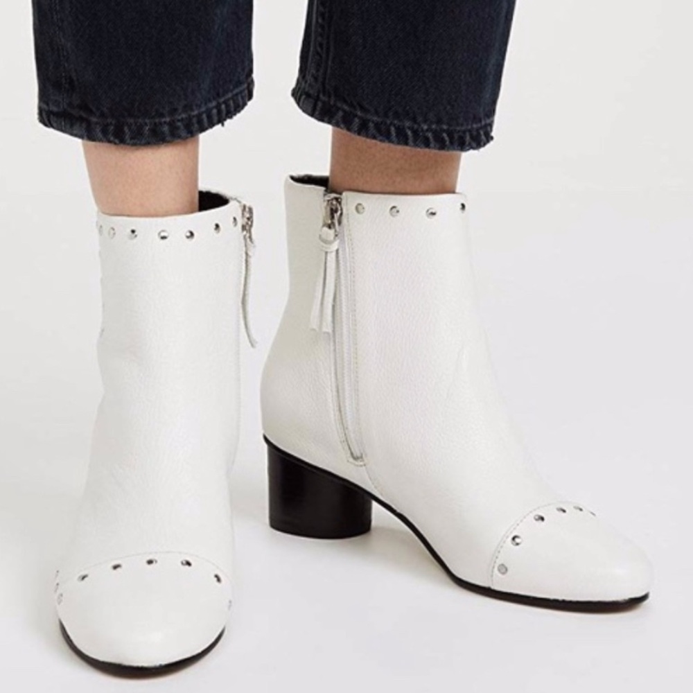 Rebecca Minkoff White Studded Isley Boots Size 8.5